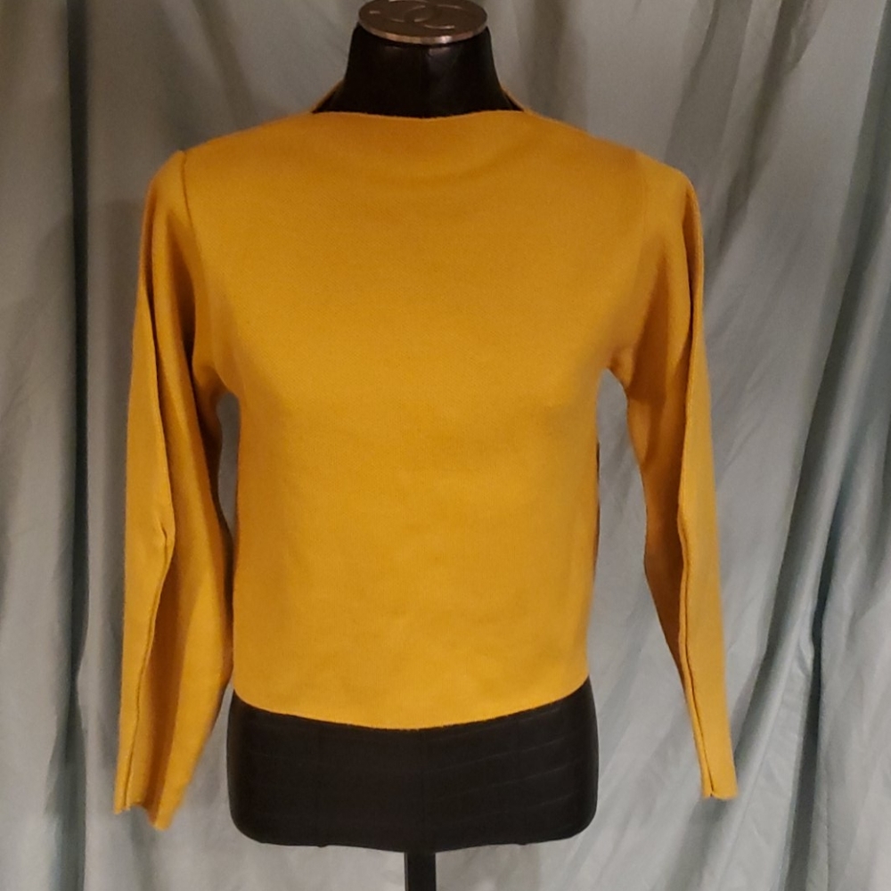 Topshop yellow cropped sweater